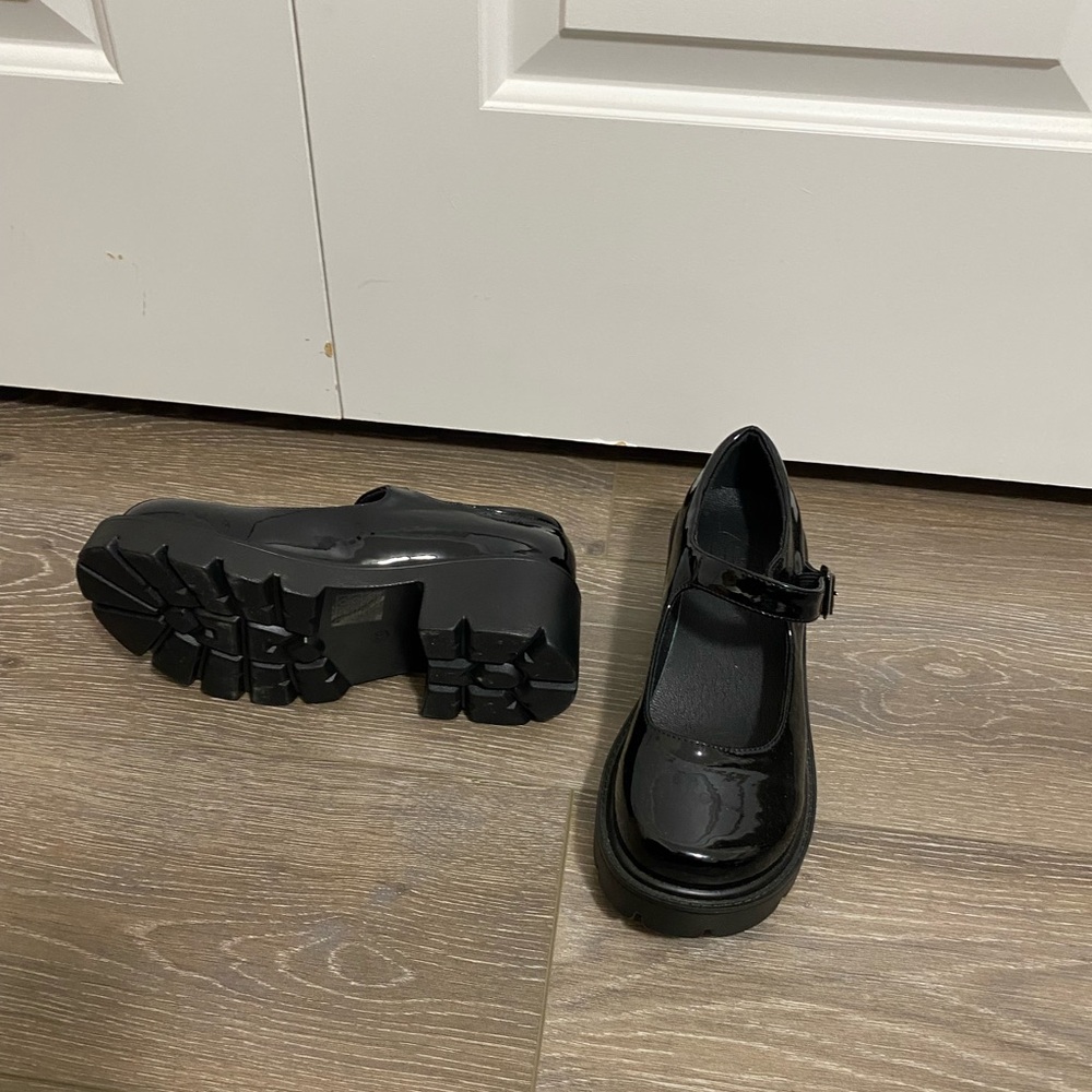 Patent Black Mary Jane Flats with Buckle Strap - Picture 2 of 2